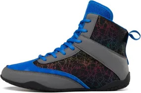 AIRFUL Boxing Shoes Mens Deep Squat Shoes Wrestling Shoes Combat Boxers Trainers Breathable Boxing Boots Wrestling Shoes for Men Junior (Color : Blue, Size : 11 Women/9.5 Men)