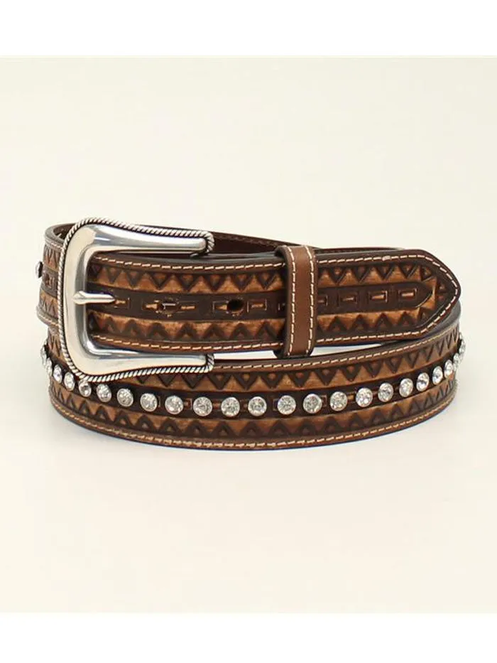 Ariat A1532802 Womens Zig Zag Edge Leather Belt Brown - B