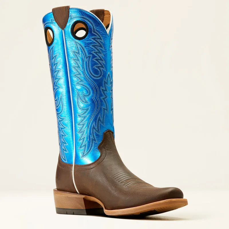 'Ariat' Men's 14" Ringer Cowboy Western Narrow Cutter Toe - Tobacco Toffee / Bright Blue