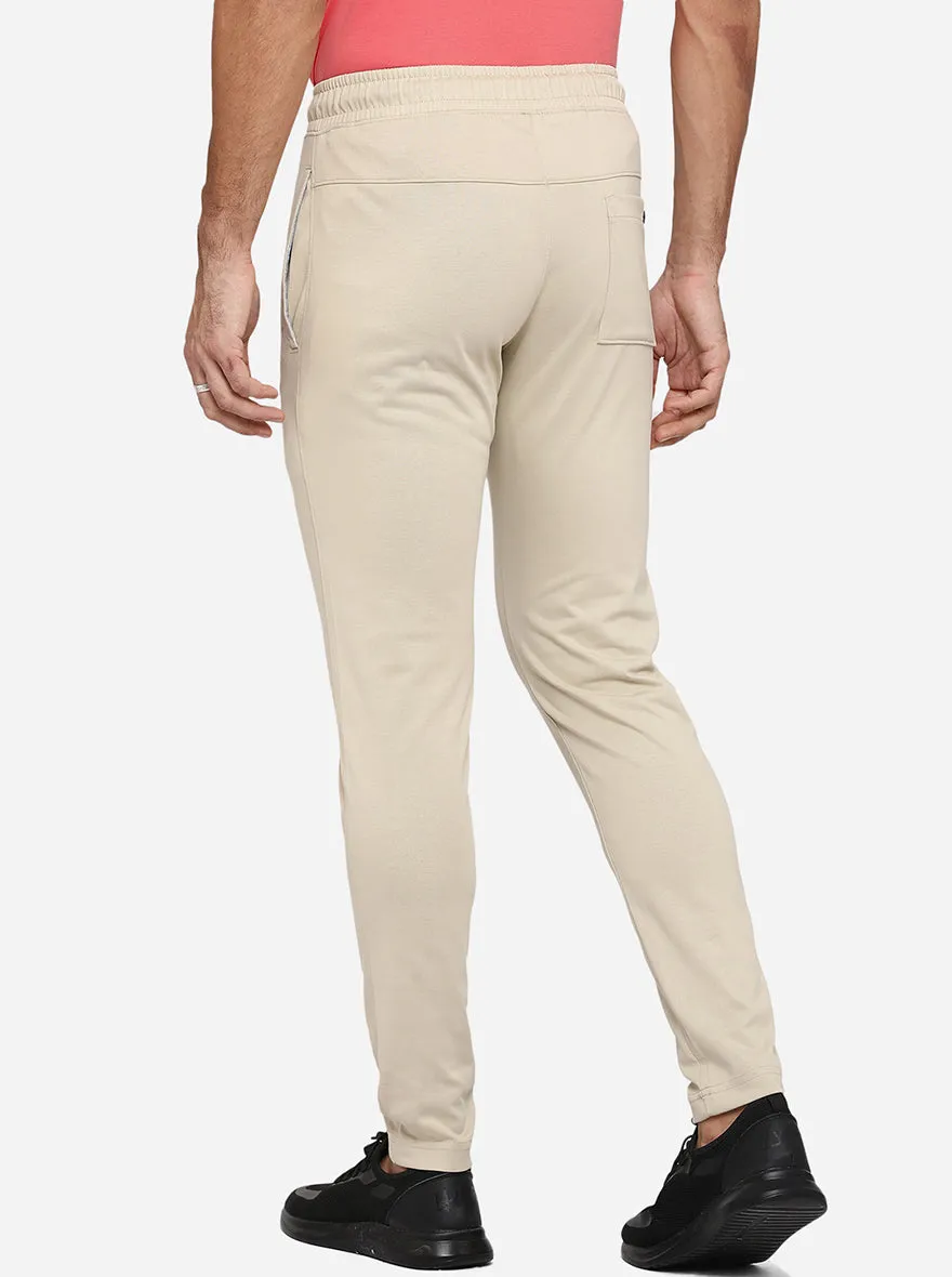 Beige Solid Regular Fit Track Pants | JadeBlue