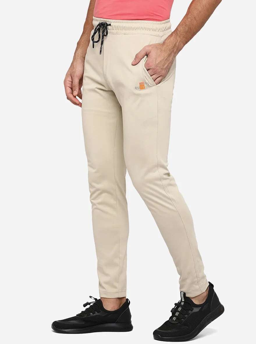 Beige Solid Regular Fit Track Pants | JadeBlue