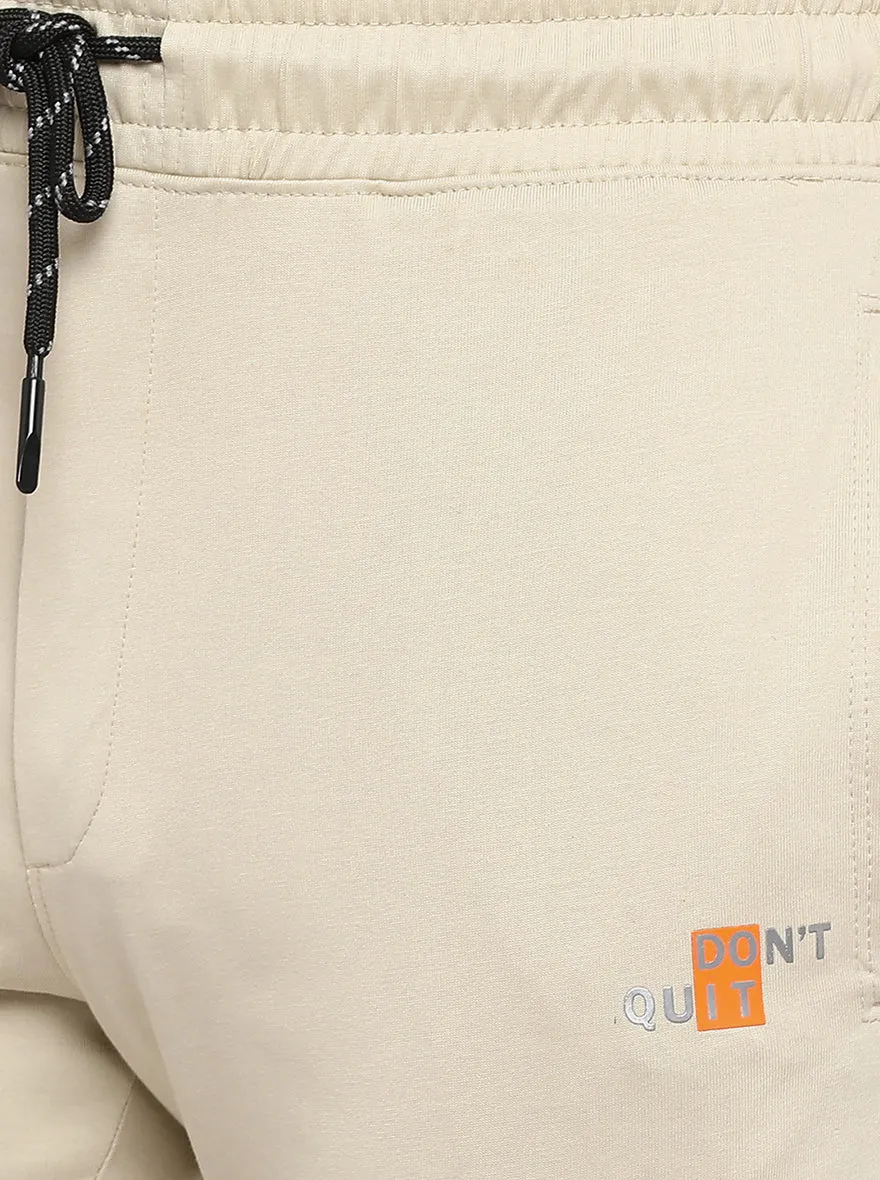 Beige Solid Regular Fit Track Pants | JadeBlue