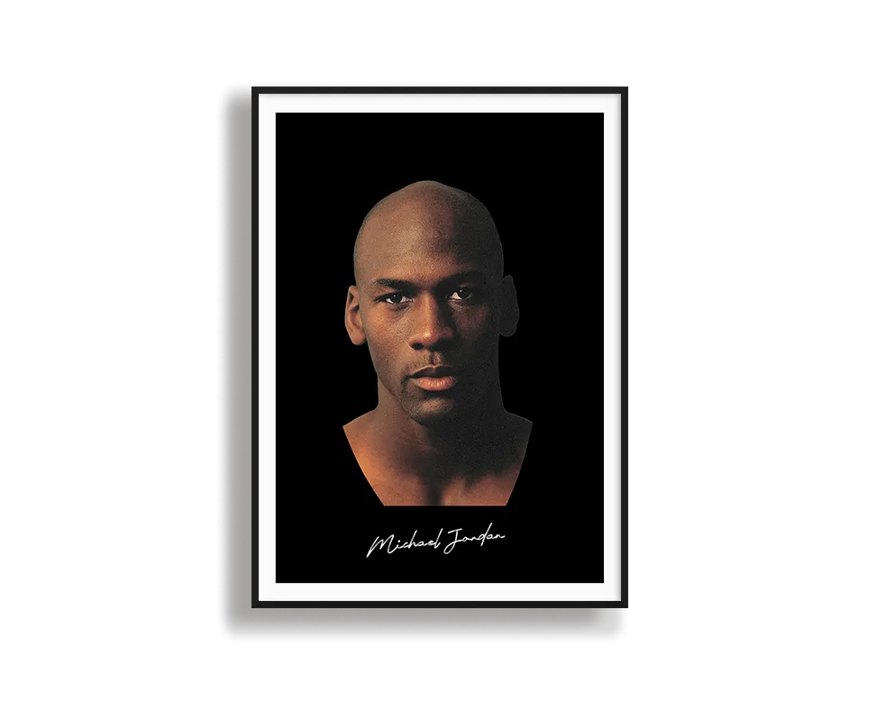 Big Head Michael Jordan Black Portrait