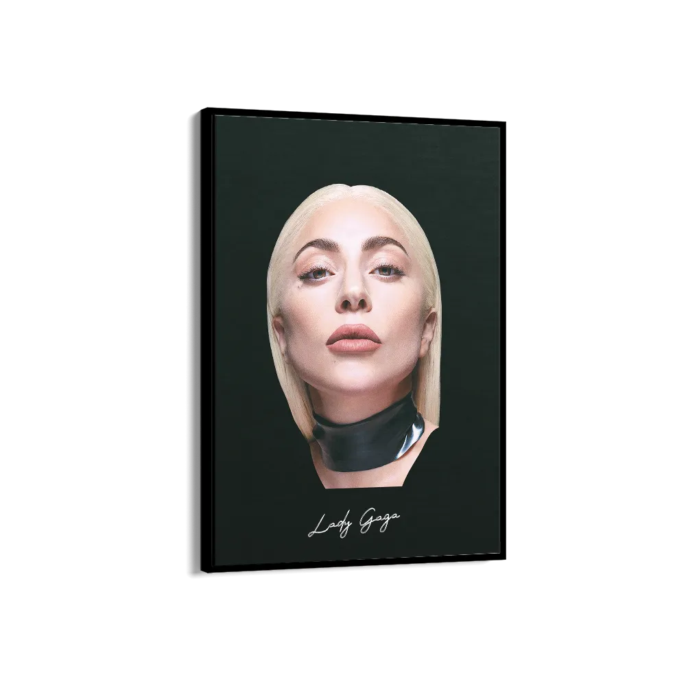 Big Head Retro Lady Gaga Black Portrait