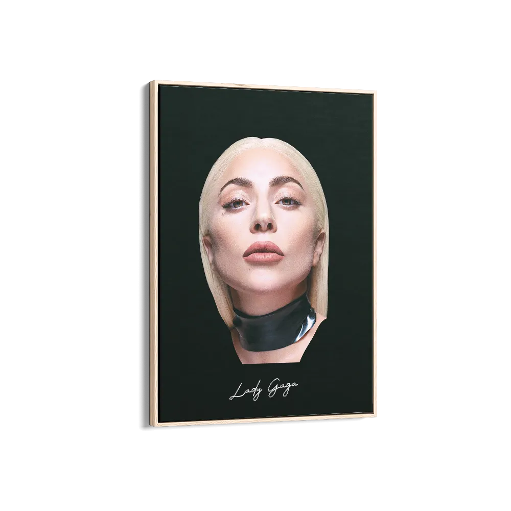 Big Head Retro Lady Gaga Black Portrait