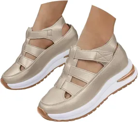 Bootara Sandals Women,Womens Wedge Sports Sandal Soft Thick Sole Closed Toe Strappy Lightweight Comfortable Platform Casual Outdoor Hook Loop Athletic Shoes