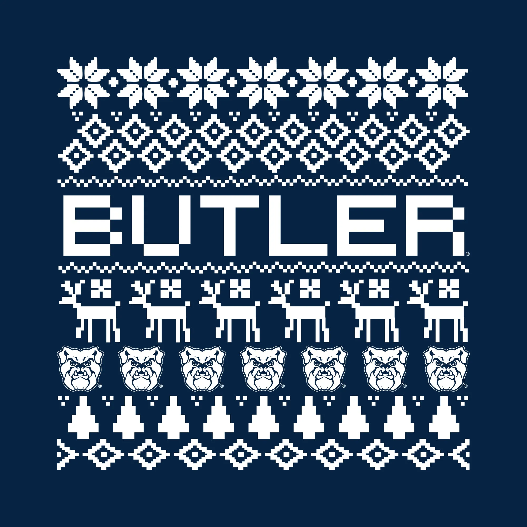 Butler University Bulldogs Ugly Holiday Sweater Short Sleeve T Shirt - Navy