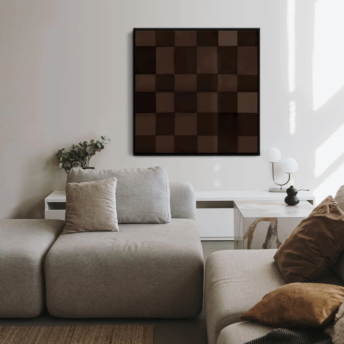 Chocolate Checkerboard Abstract Canvas Art