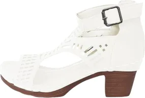 Chunky Heeled Sandals for Womens Bohemian Cutout Open Toe Summer Block Party Ladies 2025 Roman Casual Hollow High Heel Booties Peep Strap Out Low Stacked Sandal Ankle Buckle Sandals