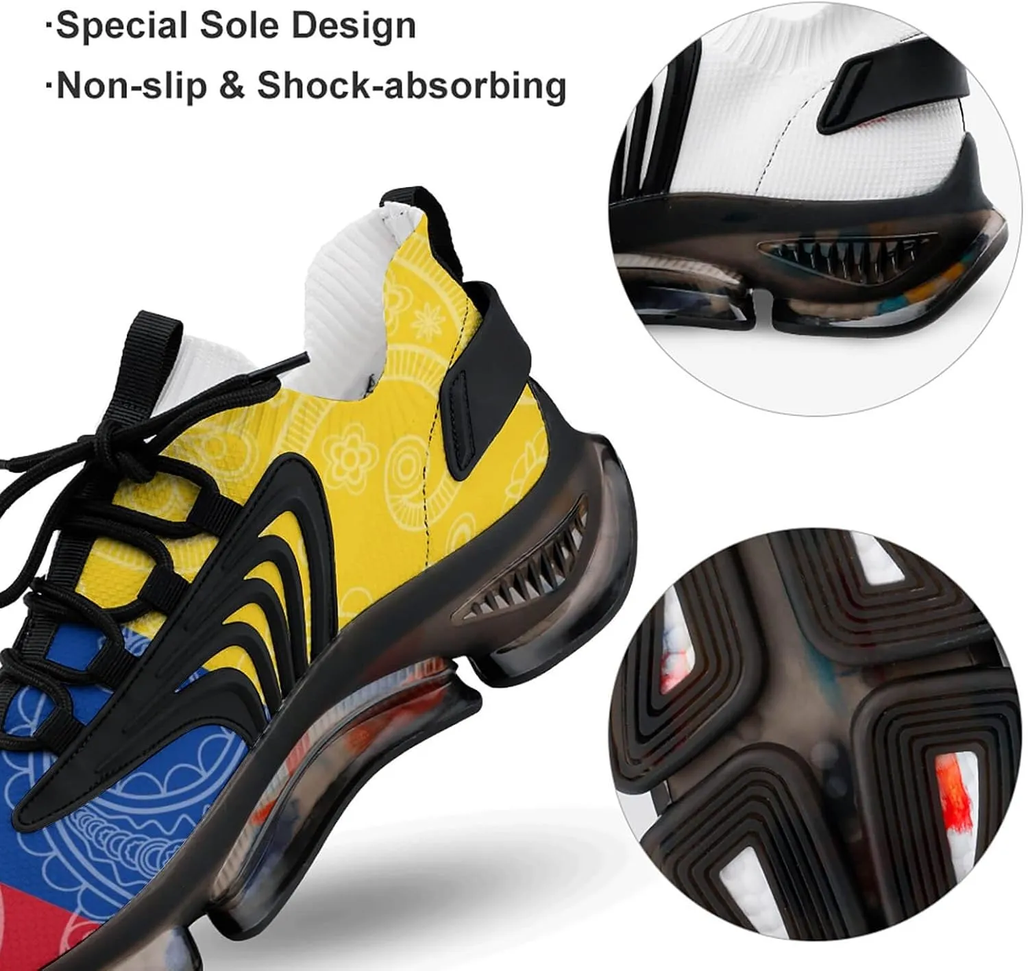 Colombian Paisley Flag Sport Shoes for Men Women Non Slip Lightweight Breathable Walking Running Shoes
