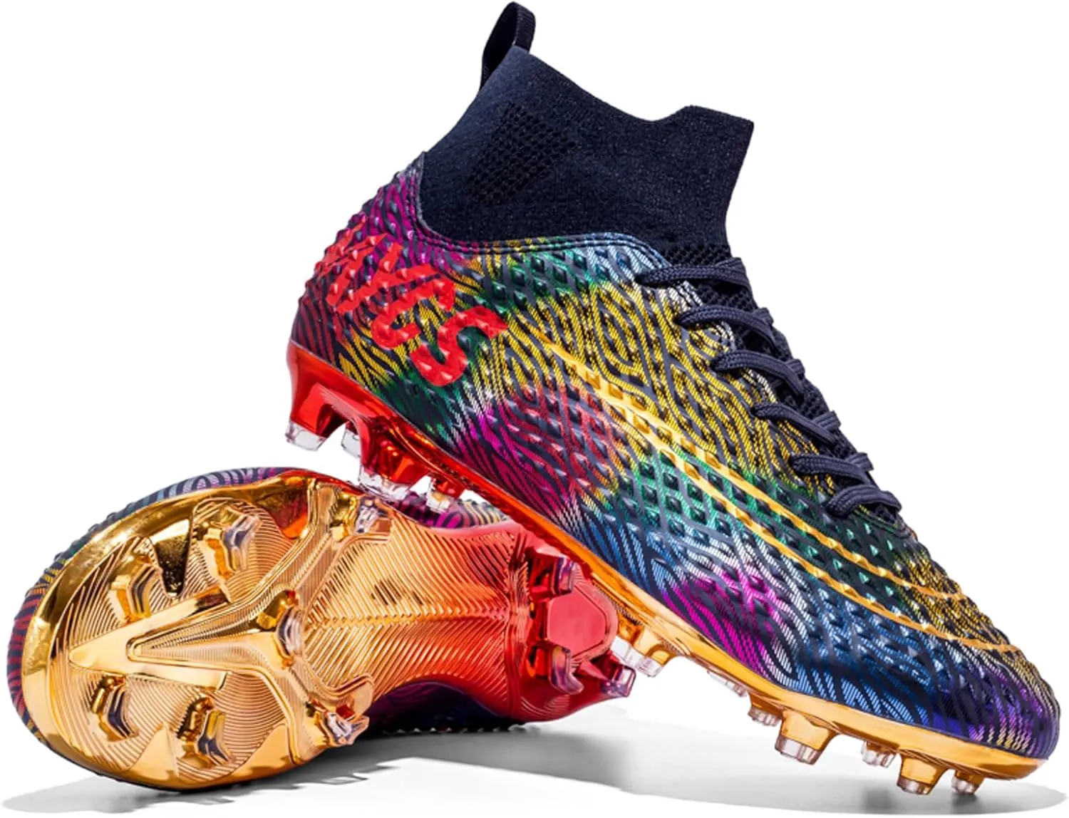 Eliogn Big Kids Soccer Shoes Mens Soccer Cleats Professional Training Turf High-top Football Shoes Outdoor Comfortable Training Football Shoes