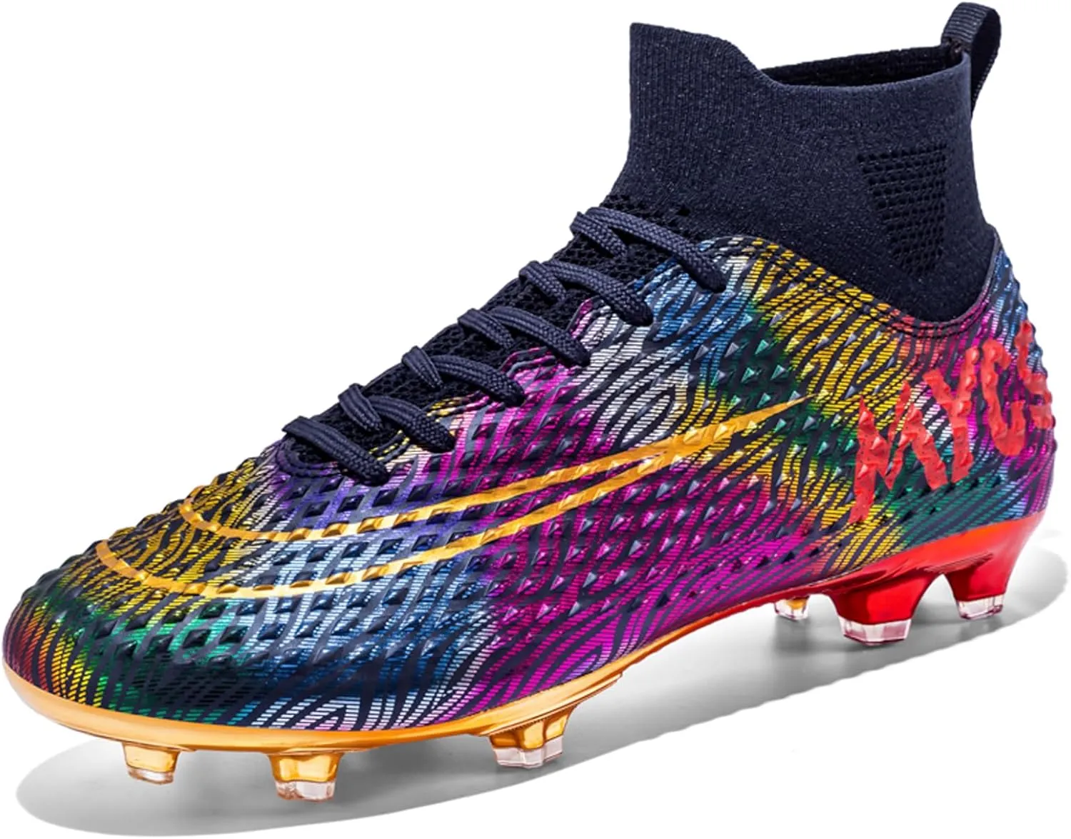 Eliogn Big Kids Soccer Shoes Mens Soccer Cleats Professional Training Turf High-top Football Shoes Outdoor Comfortable Training Football Shoes