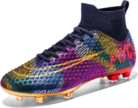 Eliogn Big Kids Soccer Shoes Mens Soccer Cleats Professional Training Turf High-top Football Shoes Outdoor Comfortable Training Football Shoes