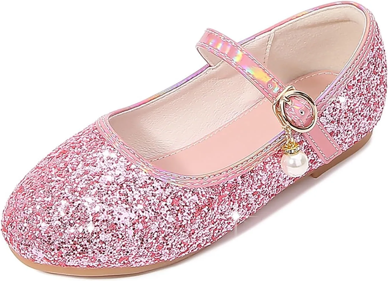 Flower Girls Dress Shoes Glitter Ballet Flat for Toddler Wedding Pary School Fashion Buckle Mary Jane Shoes