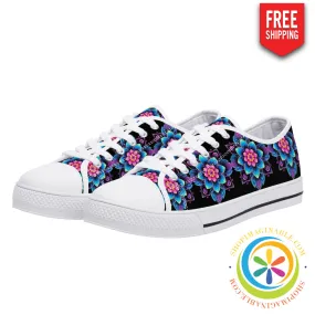 Flower Power Ladies Low Top Canvas Shoes