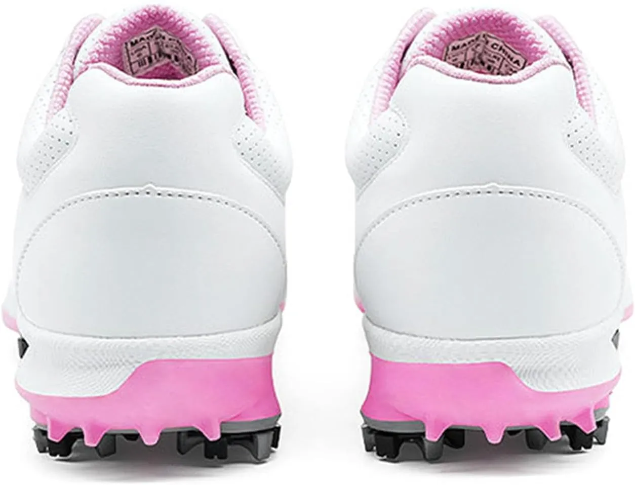 JiuQing Women's Waterproof Golf Shoes Spikes Professional Leather Golfing Trainers Anti Slip
