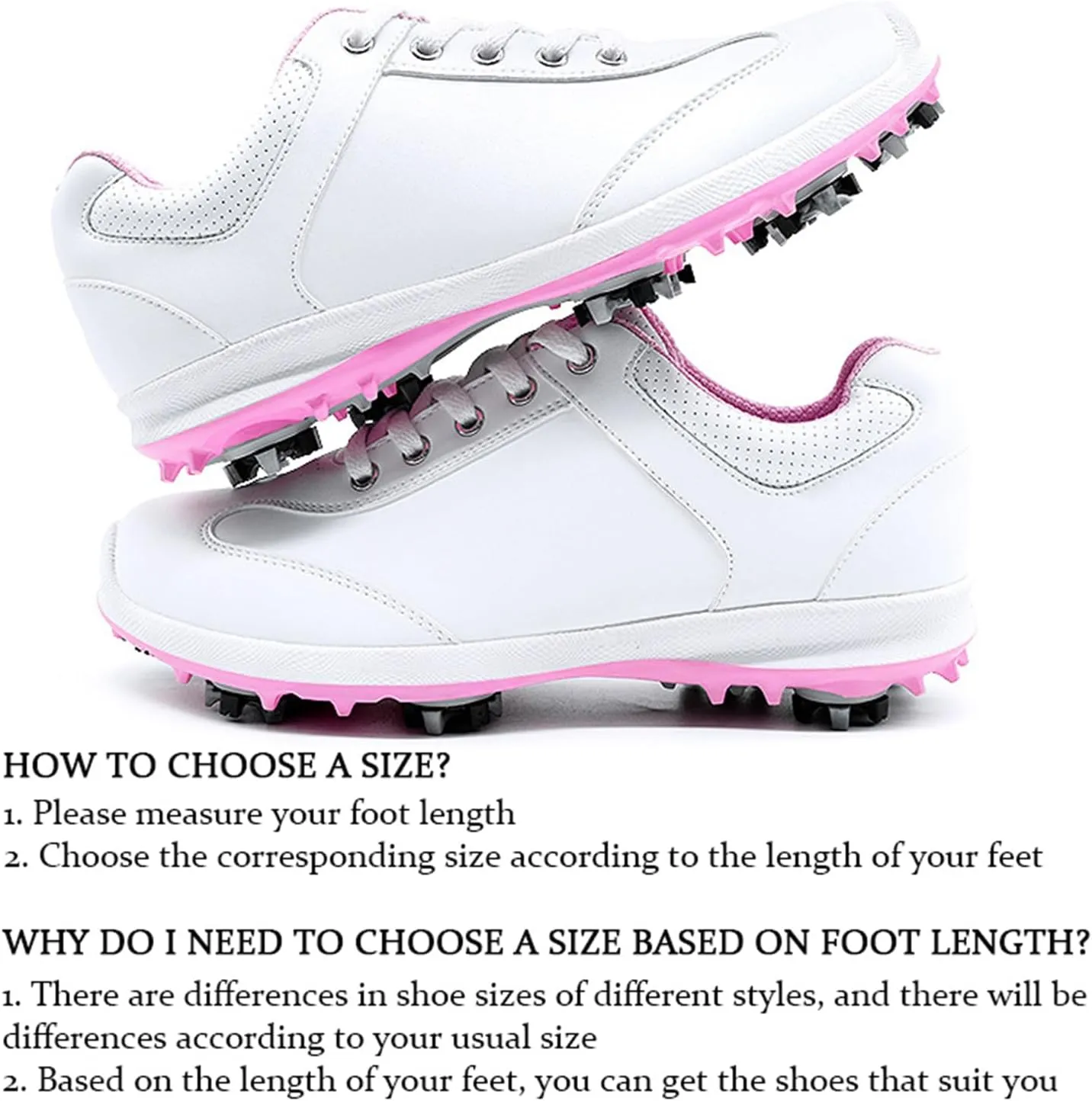 JiuQing Women's Waterproof Golf Shoes Spikes Professional Leather Golfing Trainers Anti Slip