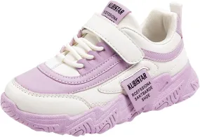 Kids Girl Fashion Sneaker Athletic Running Shoe Low Top Leather Casual Running Tennis Sneaker Walking Shoes (Purple, 11 Toddler)