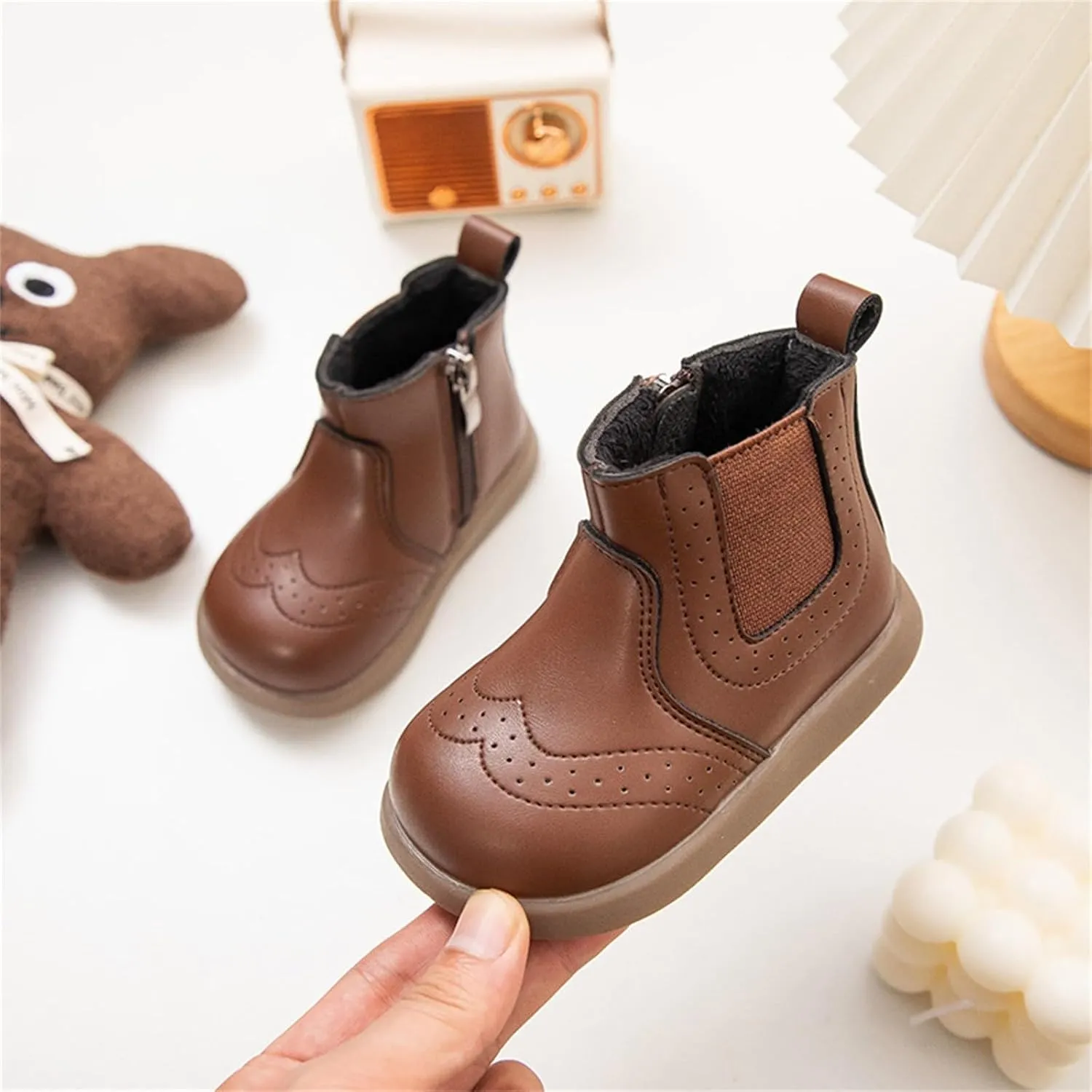 Kids Snow Ankle Booties for Girls Short Boots Non Slip Boots Baby Rain Shoes Warm Fur Lined Round Toe Boots