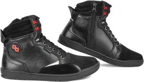 Leather Motorcycle Boots Men - Anti-slip Sole, Ankle Guard, Cow Milled Grain Leather, Black Motorcycle Boots Men