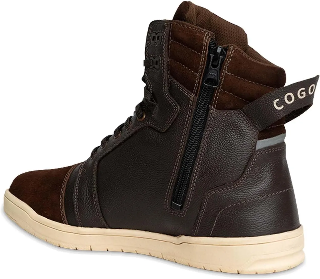 Leather Motorcycle Boots Men - Anti-slip Sole, Ankle Guard, Cow Milled Grain Leather, Black Motorcycle Boots Men