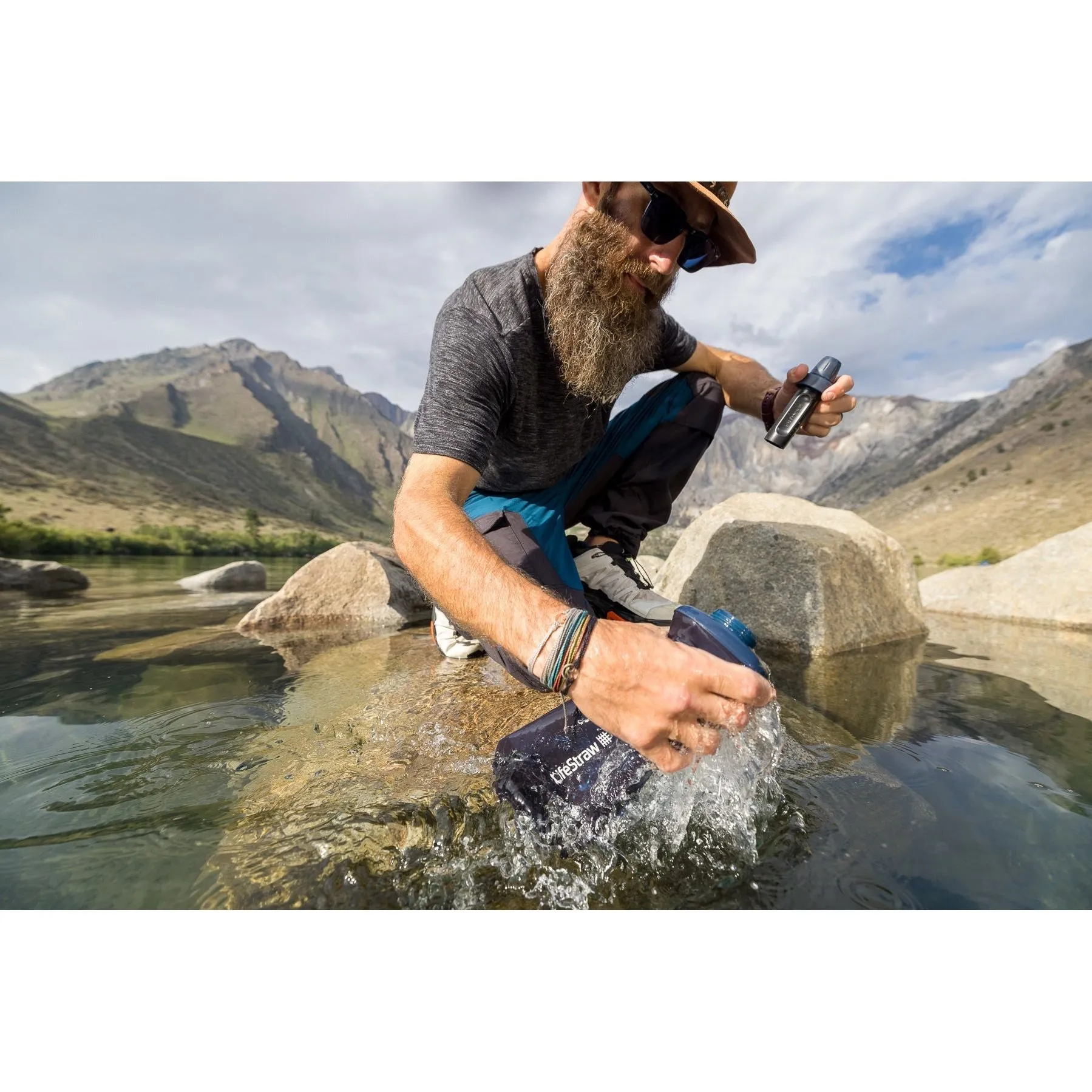 LifeStraw Peak Series 1L Squeeze Bottle - Mountain Blue