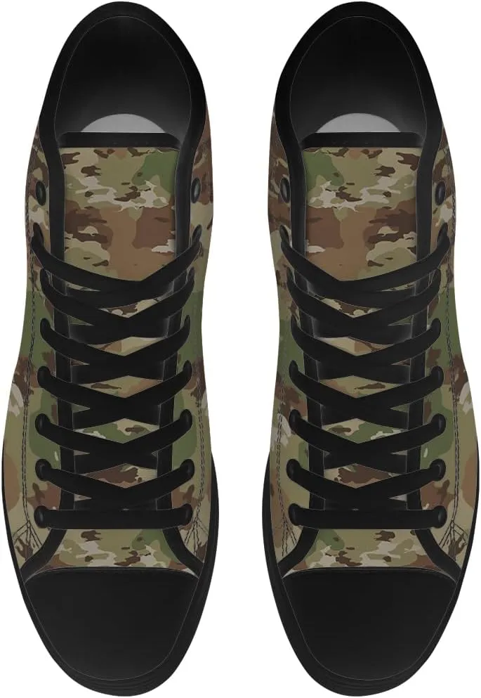Men's Women's Green Camouflage High Top Canvas Shoes Camo High Top Sneakers Lace Up Casual Shoes Gifts for Men Women