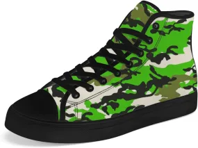 Men's Women's Green Camouflage High Top Canvas Shoes Camo High Top Sneakers Lace Up Casual Shoes Gifts for Men Women