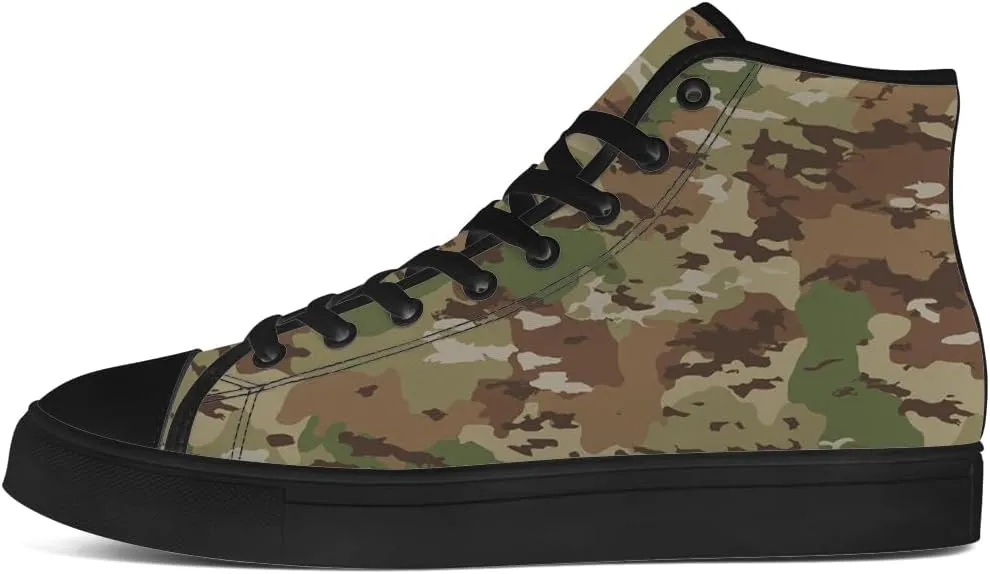 Men's Women's Green Camouflage High Top Canvas Shoes Camo High Top Sneakers Lace Up Casual Shoes Gifts for Men Women