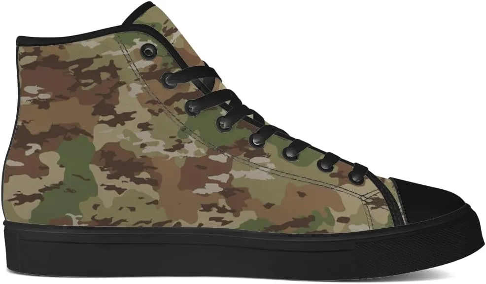Men's Women's Green Camouflage High Top Canvas Shoes Camo High Top Sneakers Lace Up Casual Shoes Gifts for Men Women