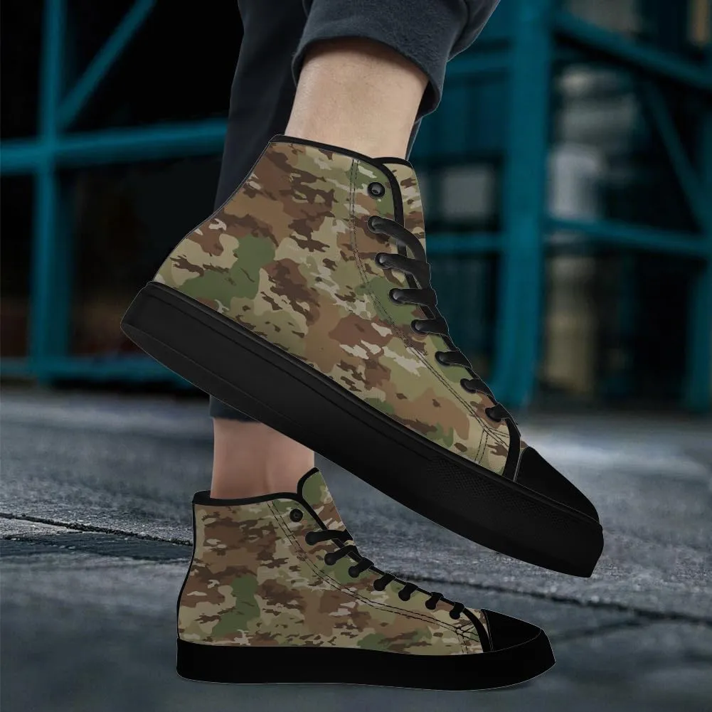 Men's Women's Green Camouflage High Top Canvas Shoes Camo High Top Sneakers Lace Up Casual Shoes Gifts for Men Women
