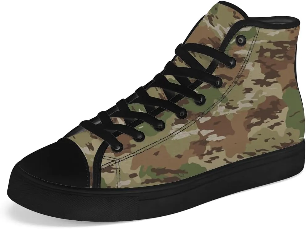 Men's Women's Green Camouflage High Top Canvas Shoes Camo High Top Sneakers Lace Up Casual Shoes Gifts for Men Women