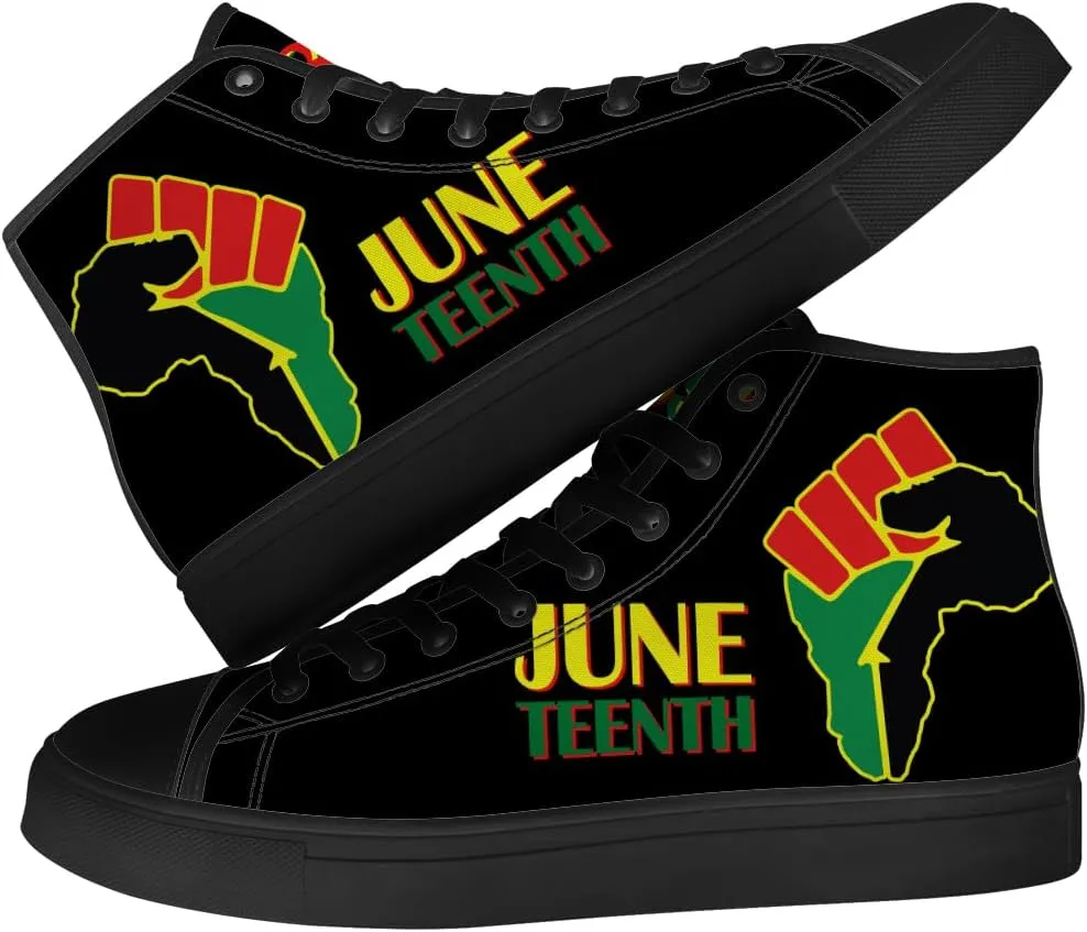 Men's Women's Juneteenth High Top Canvas Shoes African High Top Sneakers Lace Up Casual Shoes Gifts for Men Women