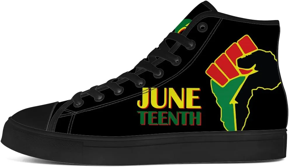 Men's Women's Juneteenth High Top Canvas Shoes African High Top Sneakers Lace Up Casual Shoes Gifts for Men Women