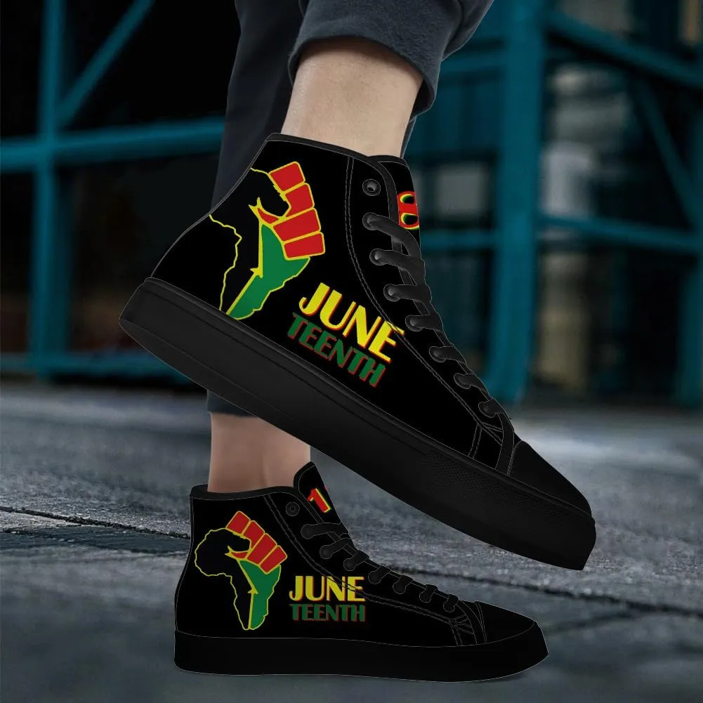 Men's Women's Juneteenth High Top Canvas Shoes African High Top Sneakers Lace Up Casual Shoes Gifts for Men Women