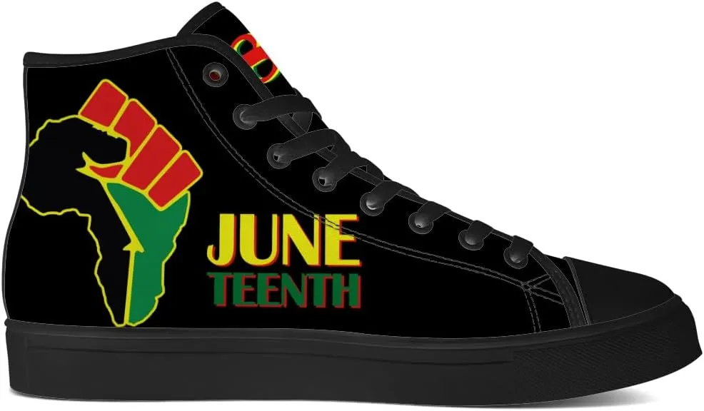Men's Women's Juneteenth High Top Canvas Shoes African High Top Sneakers Lace Up Casual Shoes Gifts for Men Women