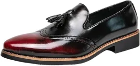 Oxford Slip-On Business Leather Dress Shoes for Men Formal Comfortable Non Slip Loafers Round Toe Office Wedding Work Shoes