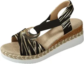 Platform Sandals Women Comfortable Dressy Casual Slip On Wedge Sandals Breathable Open Toe Elastic Strappy Ankle Strap Slides Sandal for Summer Beach Oceanside Holiday Outdoor