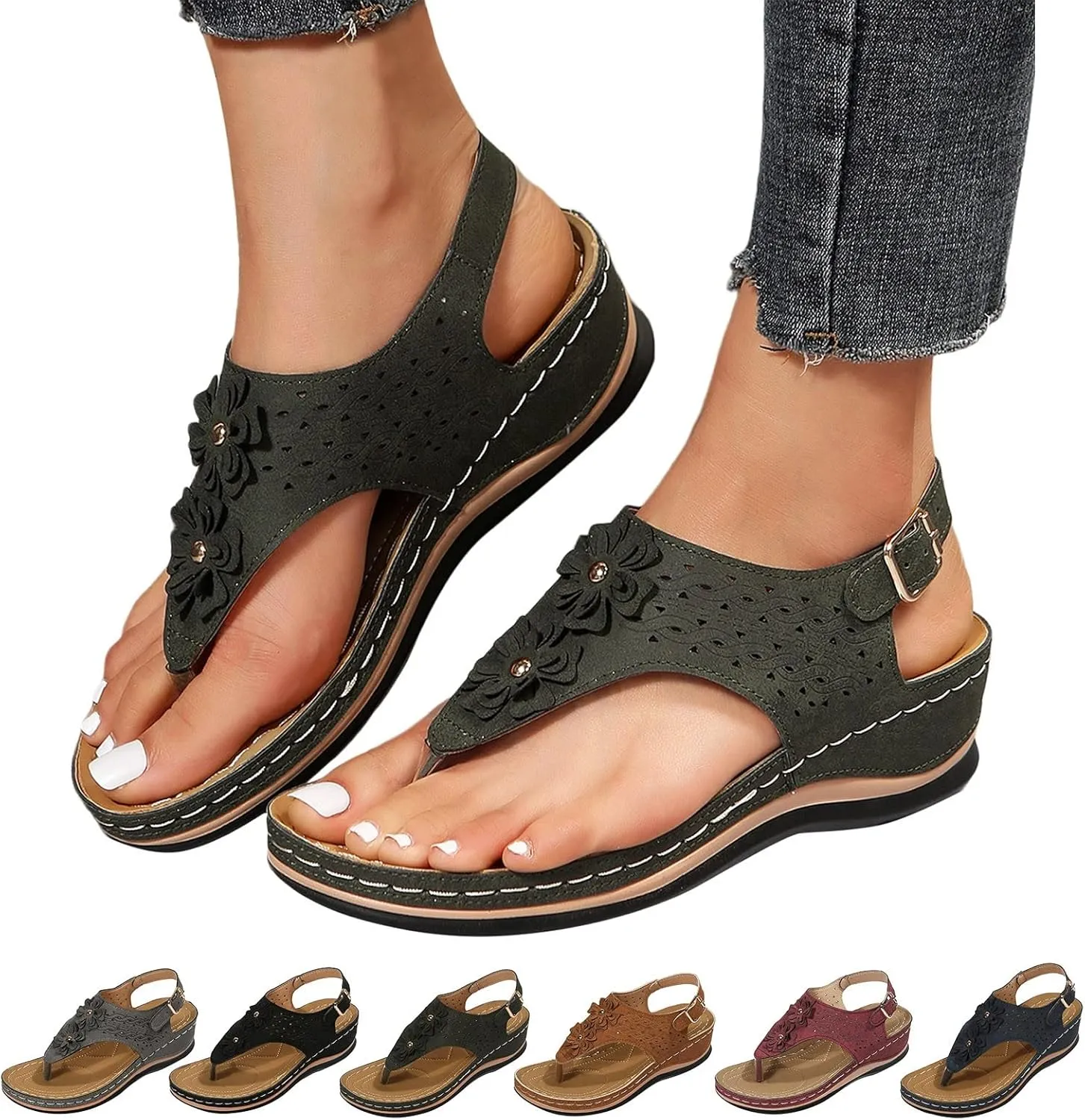 Sandals for Women Dressy comfort Walking Width Casual Summer Slide Shoes Beach Flat Slip On Sandles