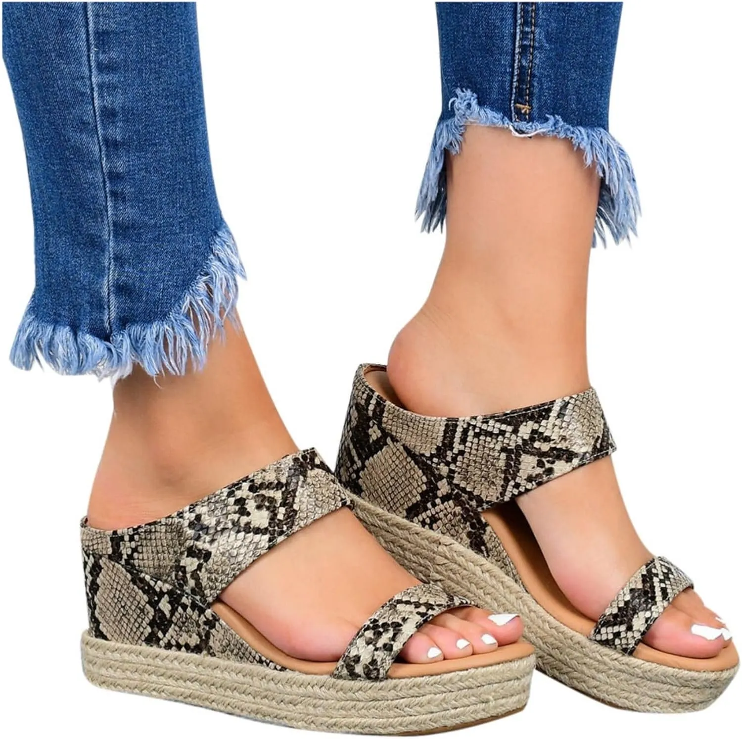 Sandals for Women Platform Wedge Open Toe Low Heel Beach Flats Ankle Chelsea Dress Shoes Orthopedic Casual Summer Dressy Wedges Strappy Slip on 2025 New Sandal Strap Espadrilles Boho Ladies
