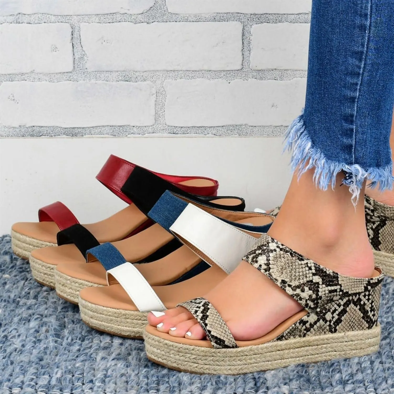 Sandals for Women Platform Wedge Open Toe Low Heel Beach Flats Ankle Chelsea Dress Shoes Orthopedic Casual Summer Dressy Wedges Strappy Slip on 2025 New Sandal Strap Espadrilles Boho Ladies
