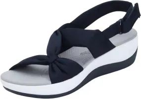 Smoneyful Women's Summer Orthopedic Arch Support Platform Wedges Strappy Comfortable Casual Walking Sandals Soft Cushion Ankle Strap Wide Fit Beach Sport Slippers Flats