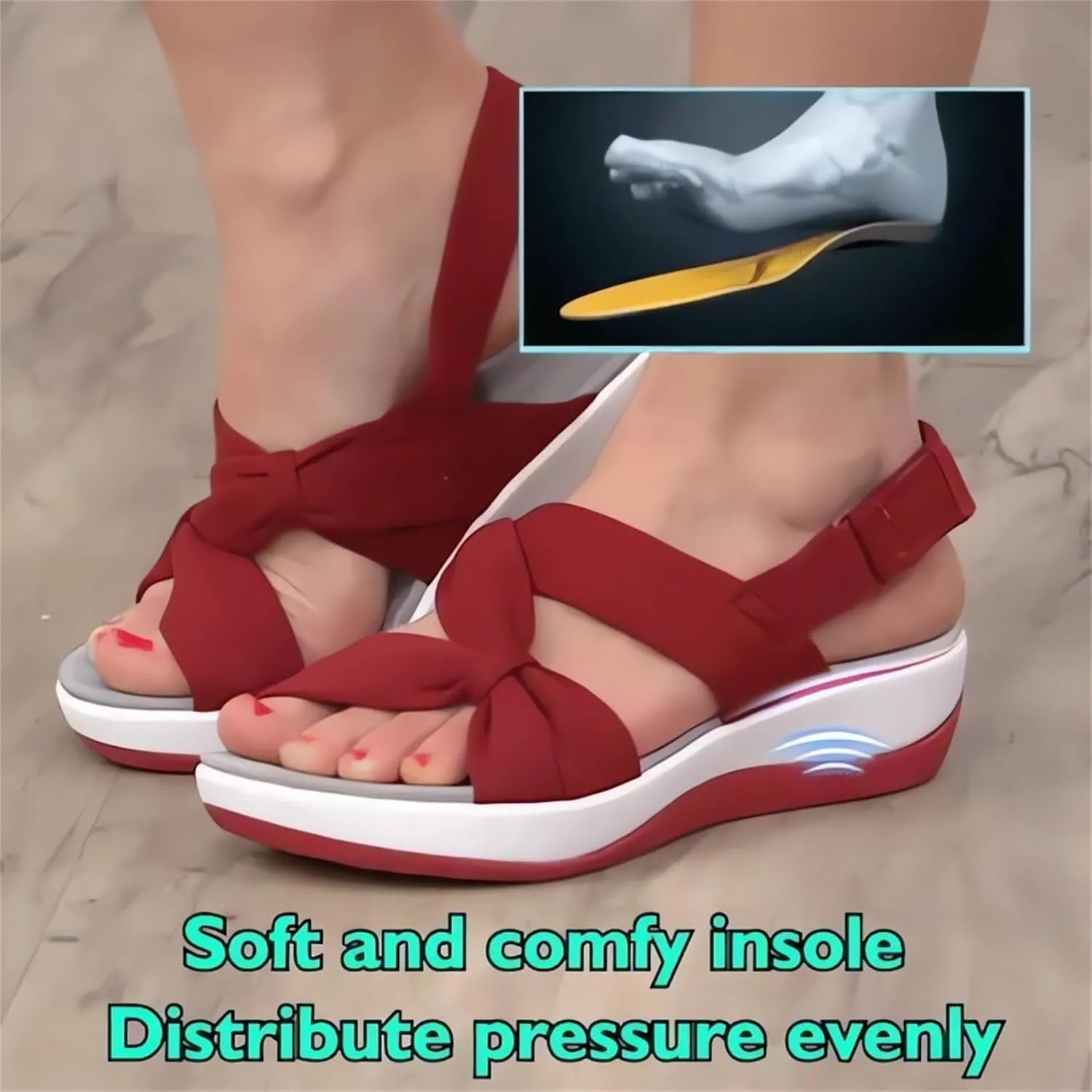 Smoneyful Women's Summer Orthopedic Arch Support Platform Wedges Strappy Comfortable Casual Walking Sandals Soft Cushion Ankle Strap Wide Fit Beach Sport Slippers Flats