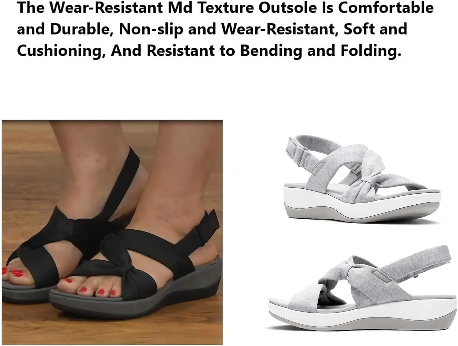 Smoneyful Women's Summer Orthopedic Arch Support Platform Wedges Strappy Comfortable Casual Walking Sandals Soft Cushion Ankle Strap Wide Fit Beach Sport Slippers Flats