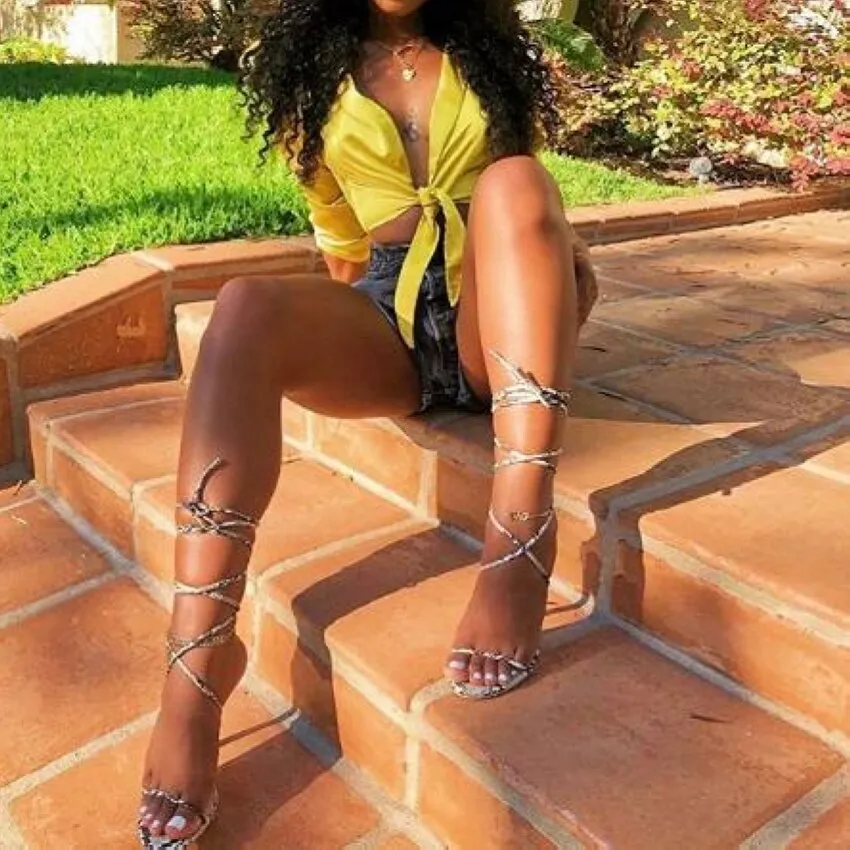 Strappy Snakeskin High Heels