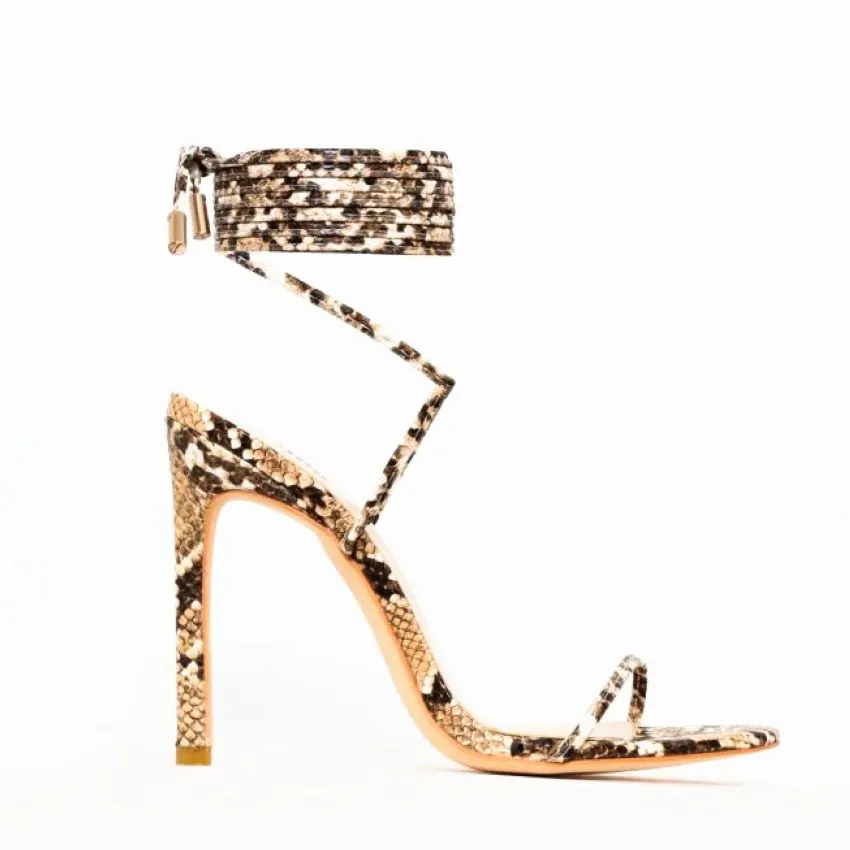 Strappy Snakeskin High Heels