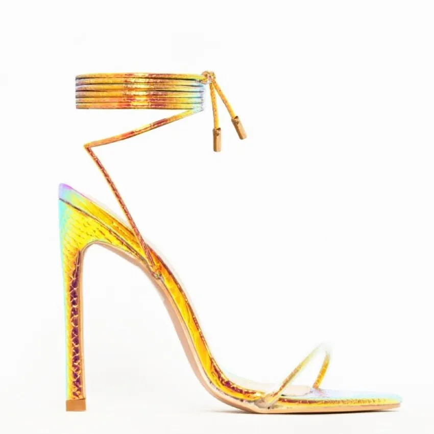Strappy Snakeskin High Heels