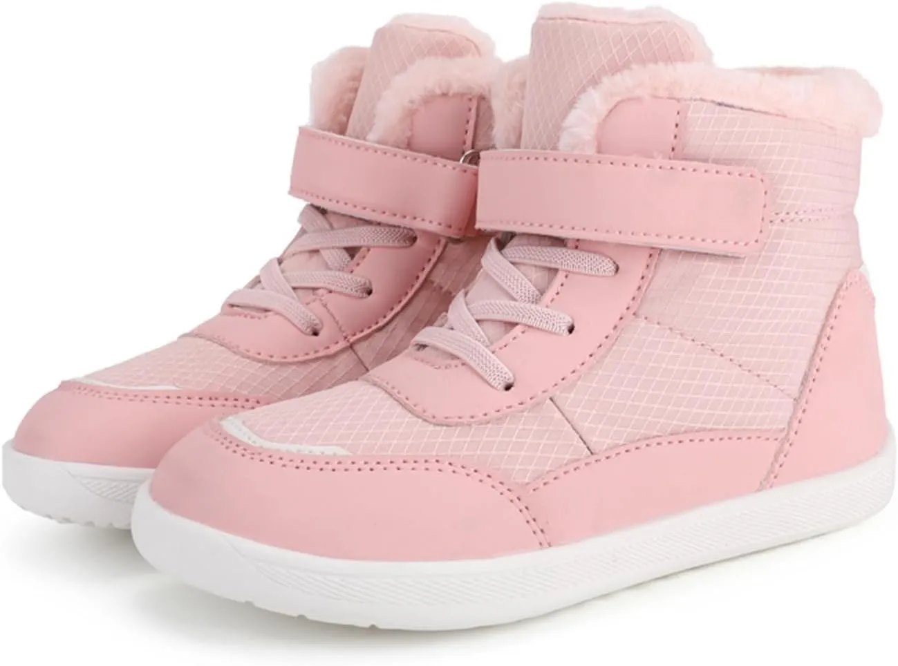 Toddler Big Kids Winter Snow Wide Toe Box Slip Drop Sole Ankle Boots Fur Lined Barefoot Winter Snow Insulated Boots