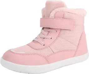 Toddler Big Kids Winter Snow Wide Toe Box Slip Drop Sole Ankle Boots Fur Lined Barefoot Winter Snow Insulated Boots