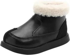 Warm Ankle Winter Boots for Girls Kids Soft Plush ining Fr Collar Zipper Snow Bootie Indoor Outdoor Warm Shoes